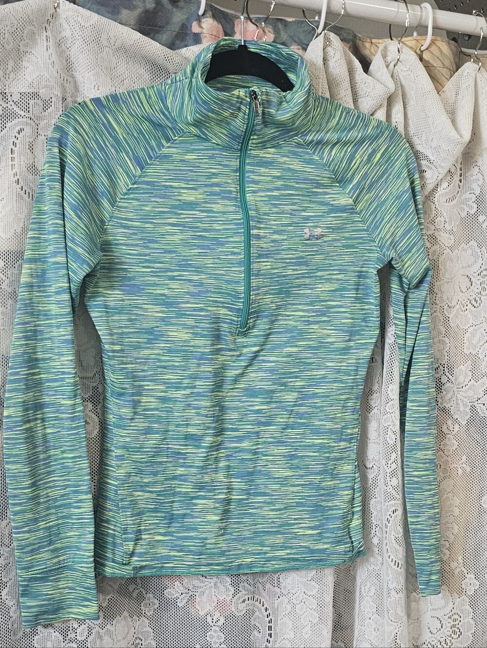 Under Armour Women's Teal & Lime Space-Dye Quarter-Zip Pullover